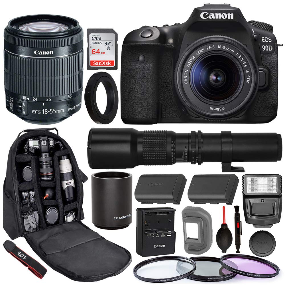 Canon EOS 90D DSLR Camera with EF-S 18-55mm f/3.5-5.6 IS STM Lens - 3616C009, and Deluxe Bundle