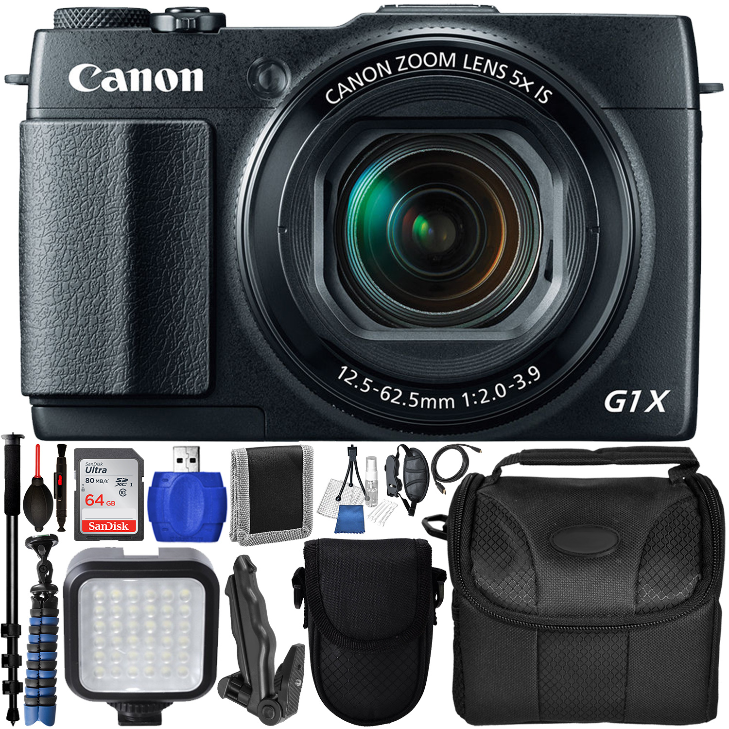 Canon PowerShot G1 X Mark II Digital Camera - 9167B001 with Deluxe 14pc Accessory Bundle