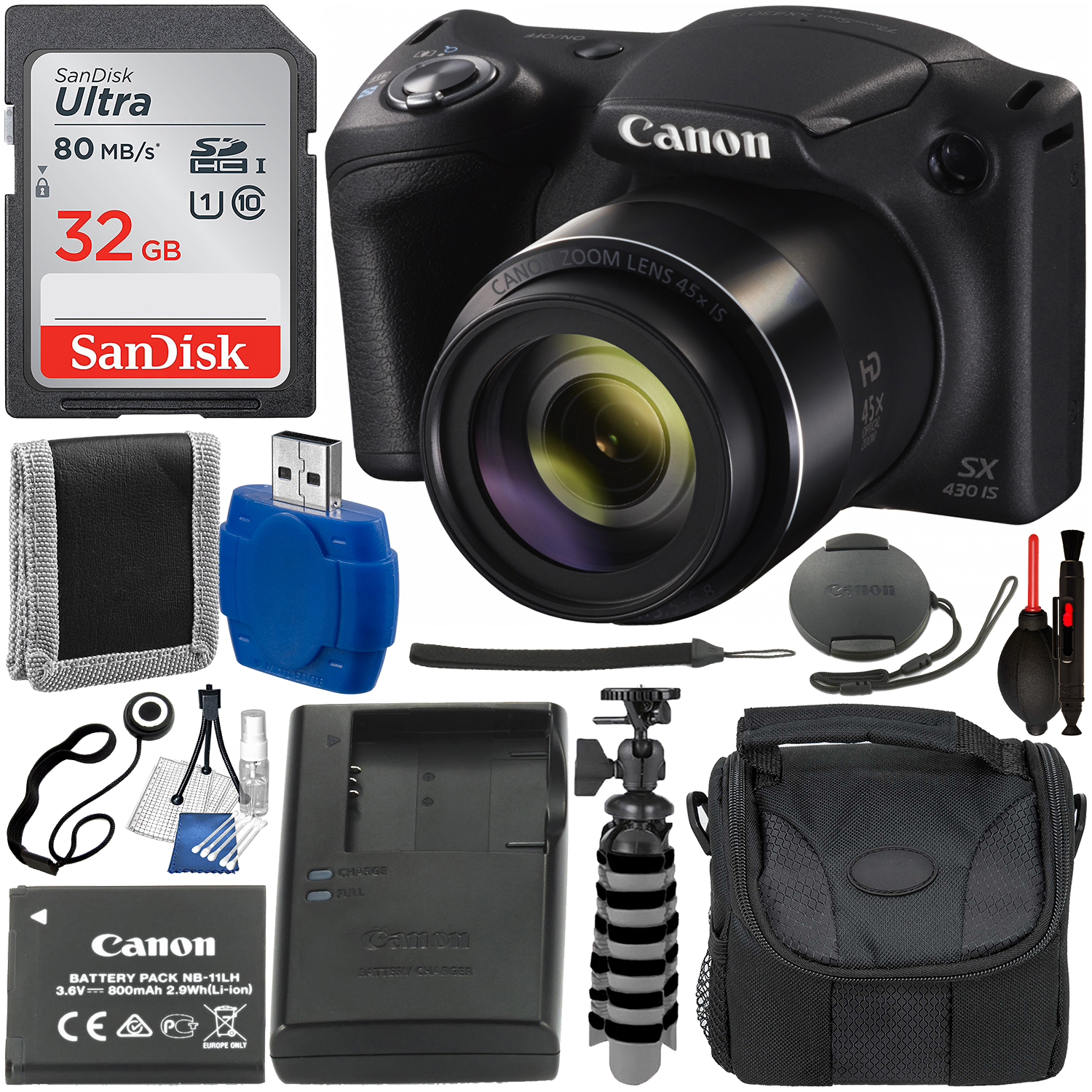 Canon PowerShot SX430 IS Digital Camera With Essential Accessory