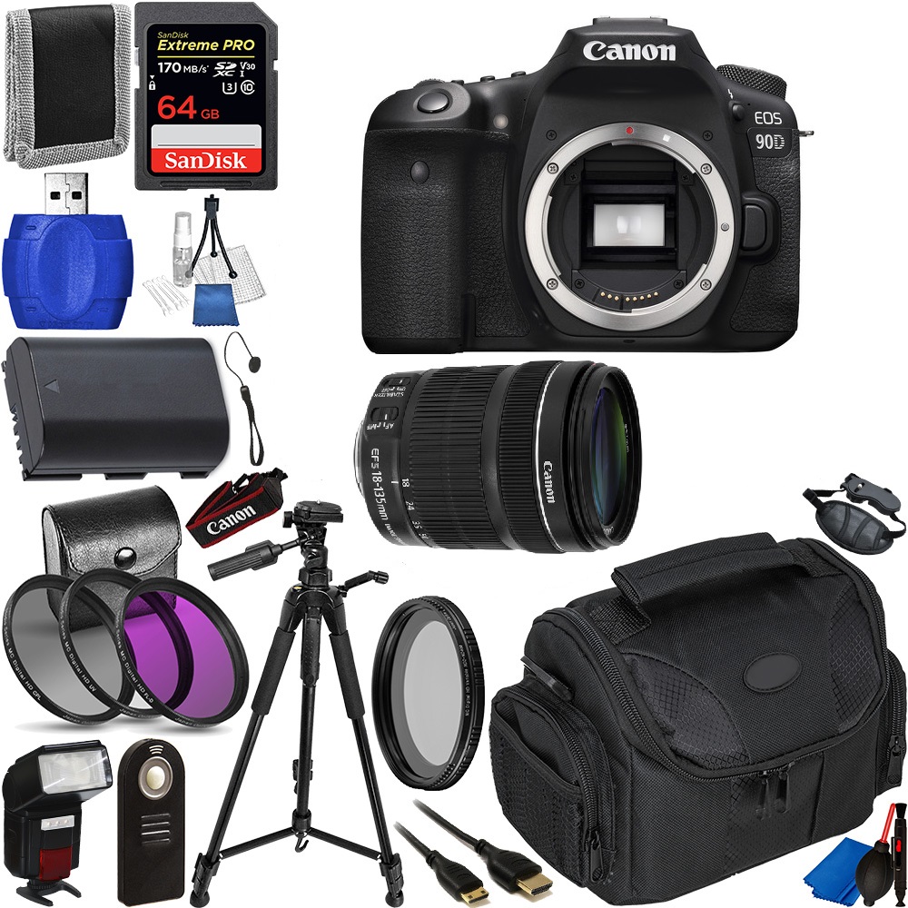 Canon EOS 90D DSLR Camera with 18-135mm Lens - 3616C016 Essential Bundle