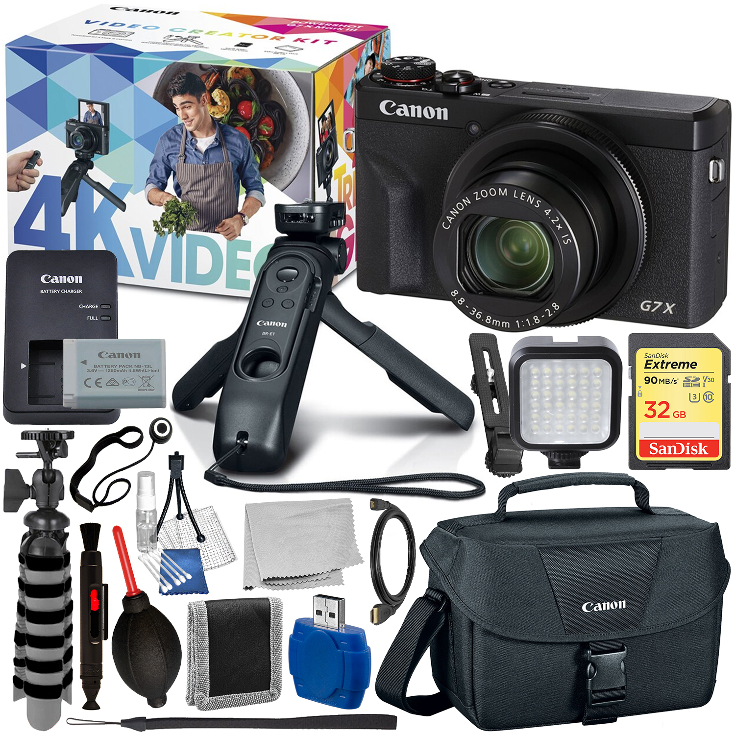 Canon PowerShot G7 X Mark III Digital Camera Video Creator Kit - 3637C026 & 11PC Accessory Kit 