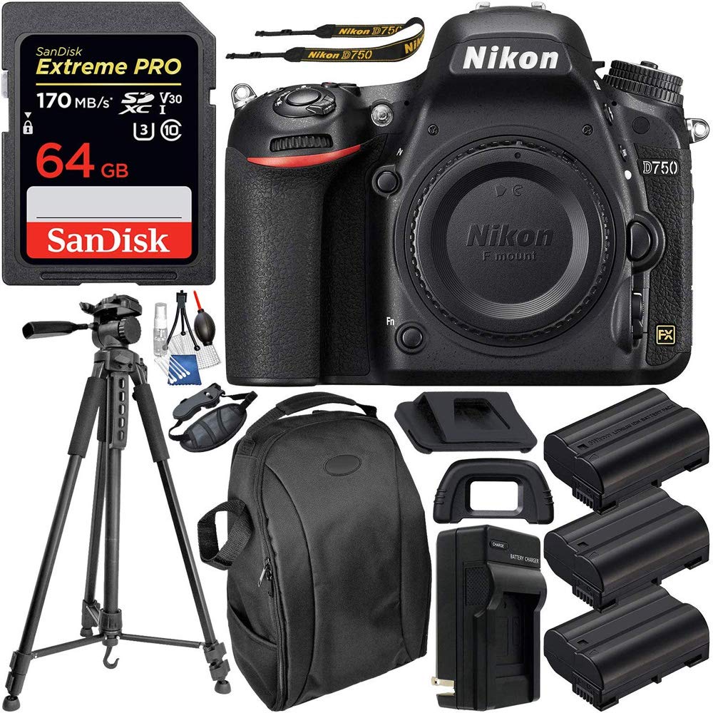 Nikon D750 DSLR Camera (Body Only) - 1543 & Deluxe Accessory Bundle