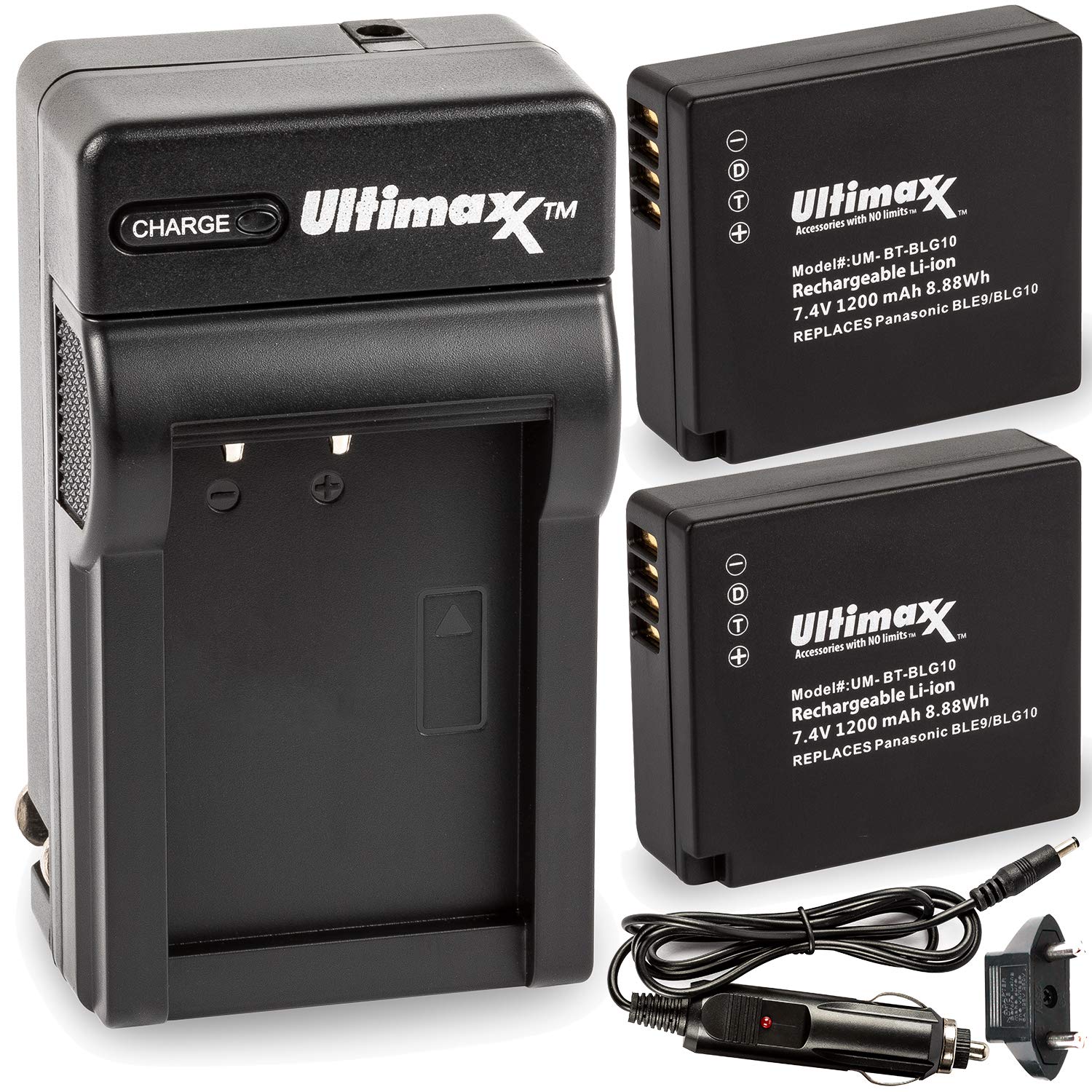 Ultimaxx Rapid Travel Charger & 2 BLG10 Batteries