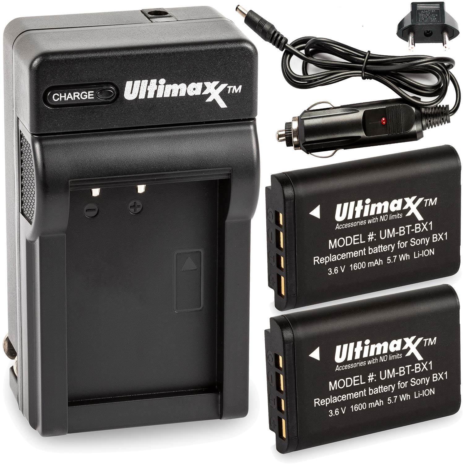 Ultimaxx AC/DC Rapid Home & Travel Charger with 2 BX1 Extended Life Batteries
