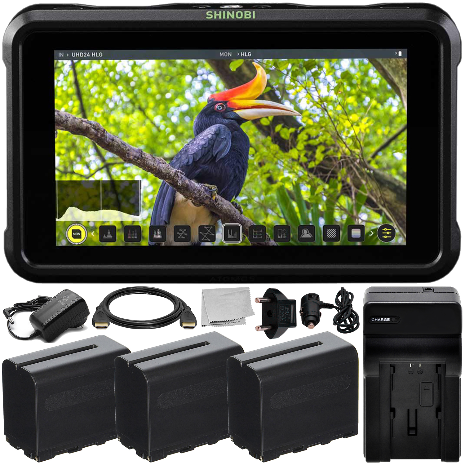 Atomos Shinobi 5.2 4K HDMI Monitor - ATOMSHBH01 With Extended Life  Accessory Bundle