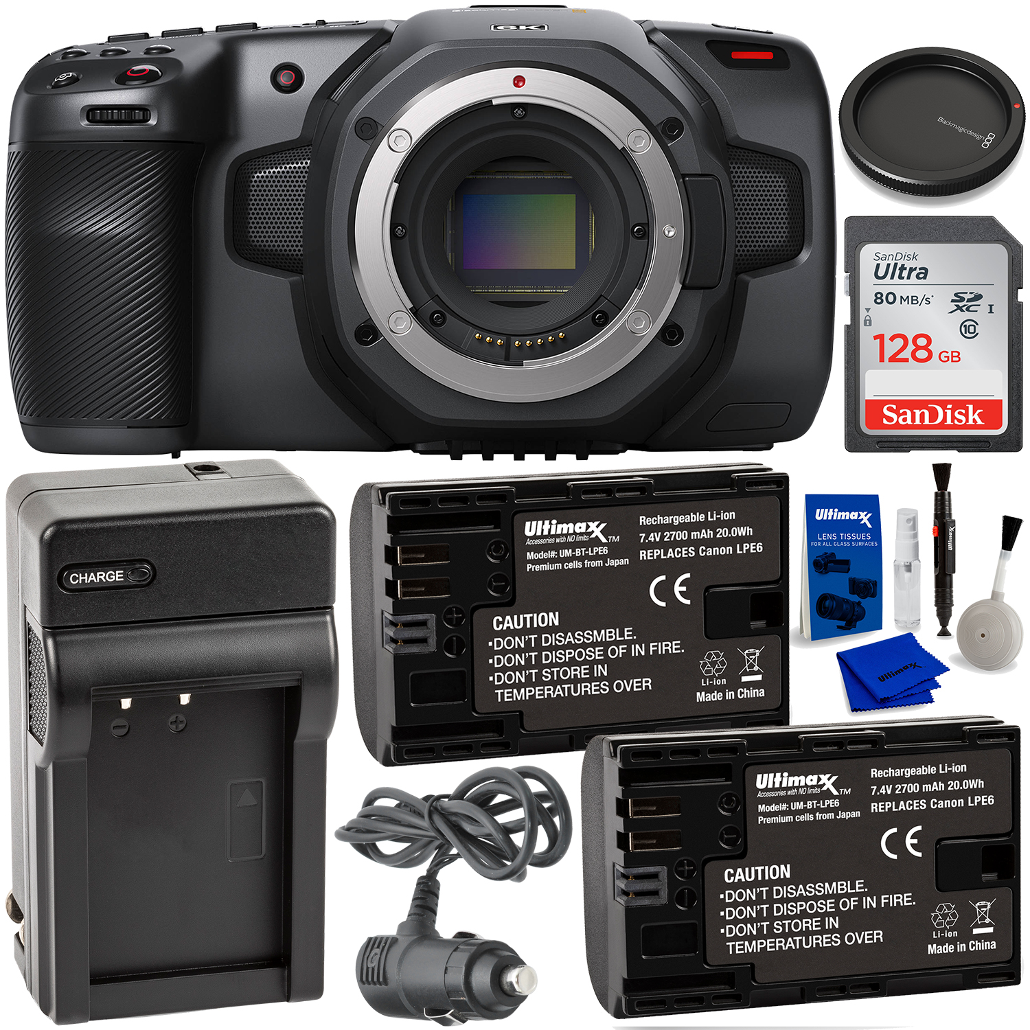 Blackmagic Design Pocket Cinema Camera 6K (EF Mount) - CINECAMPOCHDEF6K with Essentials Bundle