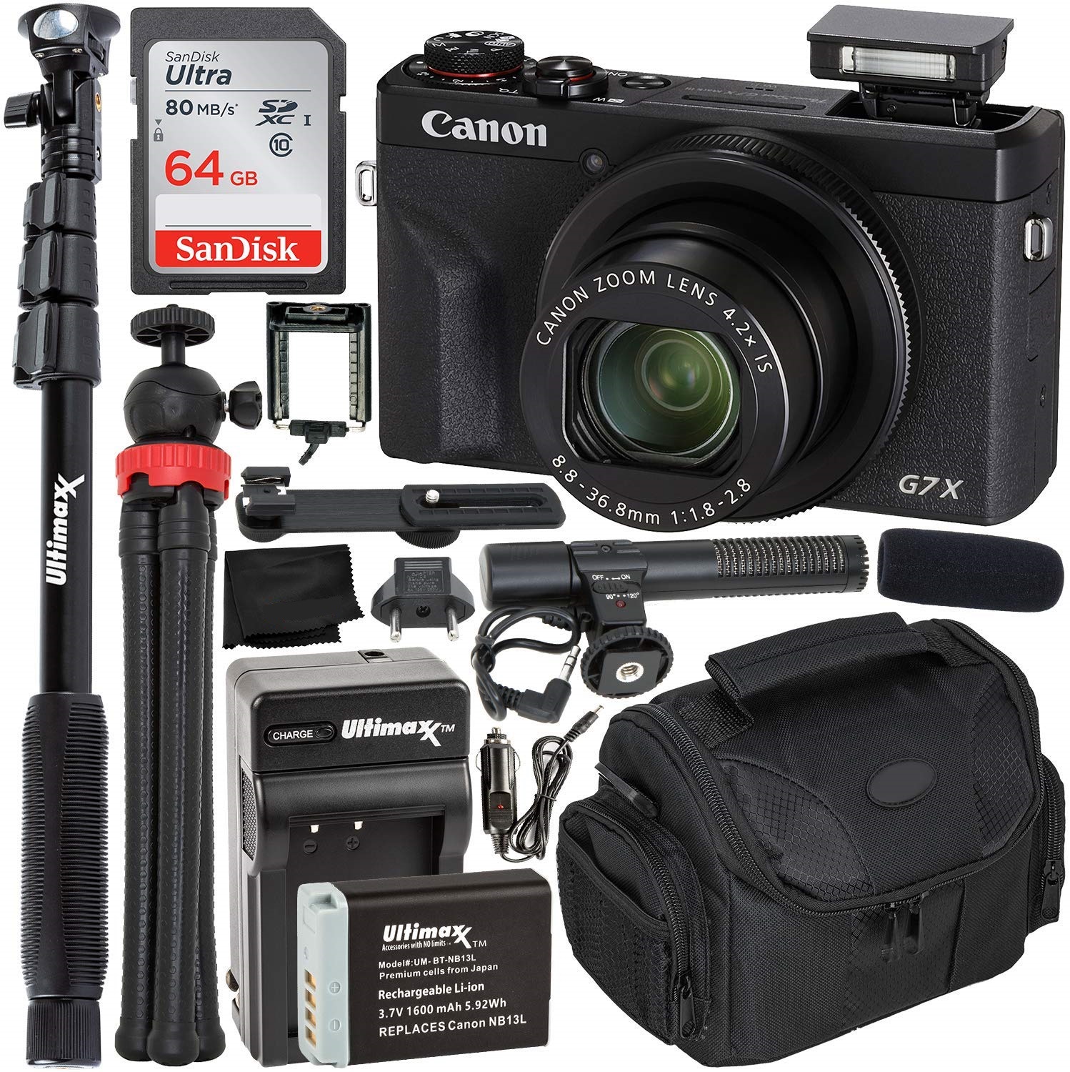 Canon PowerShot G7 X Mark III Digital Camera (Black) - 3637C001 Must-Have Starter YouTube Vlogging Kit