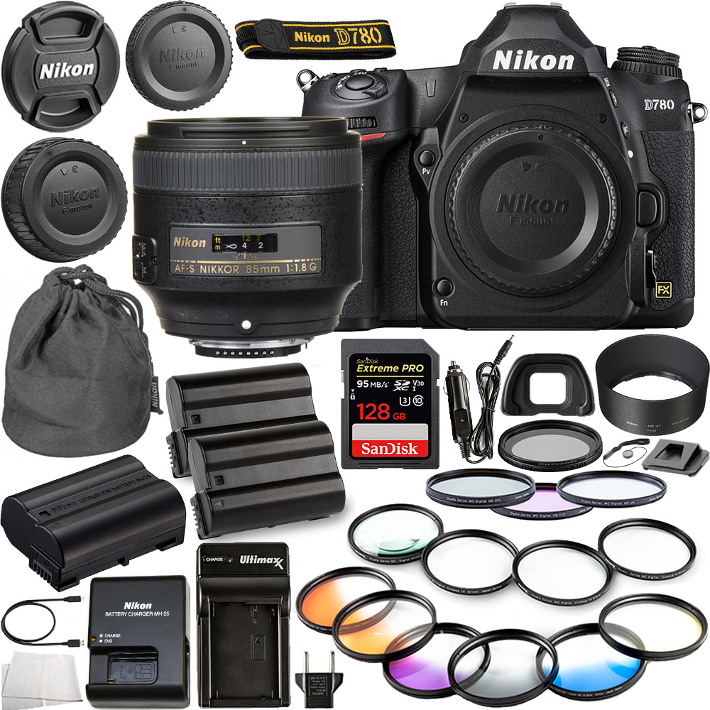 Nikon D780 DSLR Camera(Body Only) - 1618 with Nikon AF-S NIKKOR 85mm f/1.8G Lens - 2201 and 10pc Essential Bundle