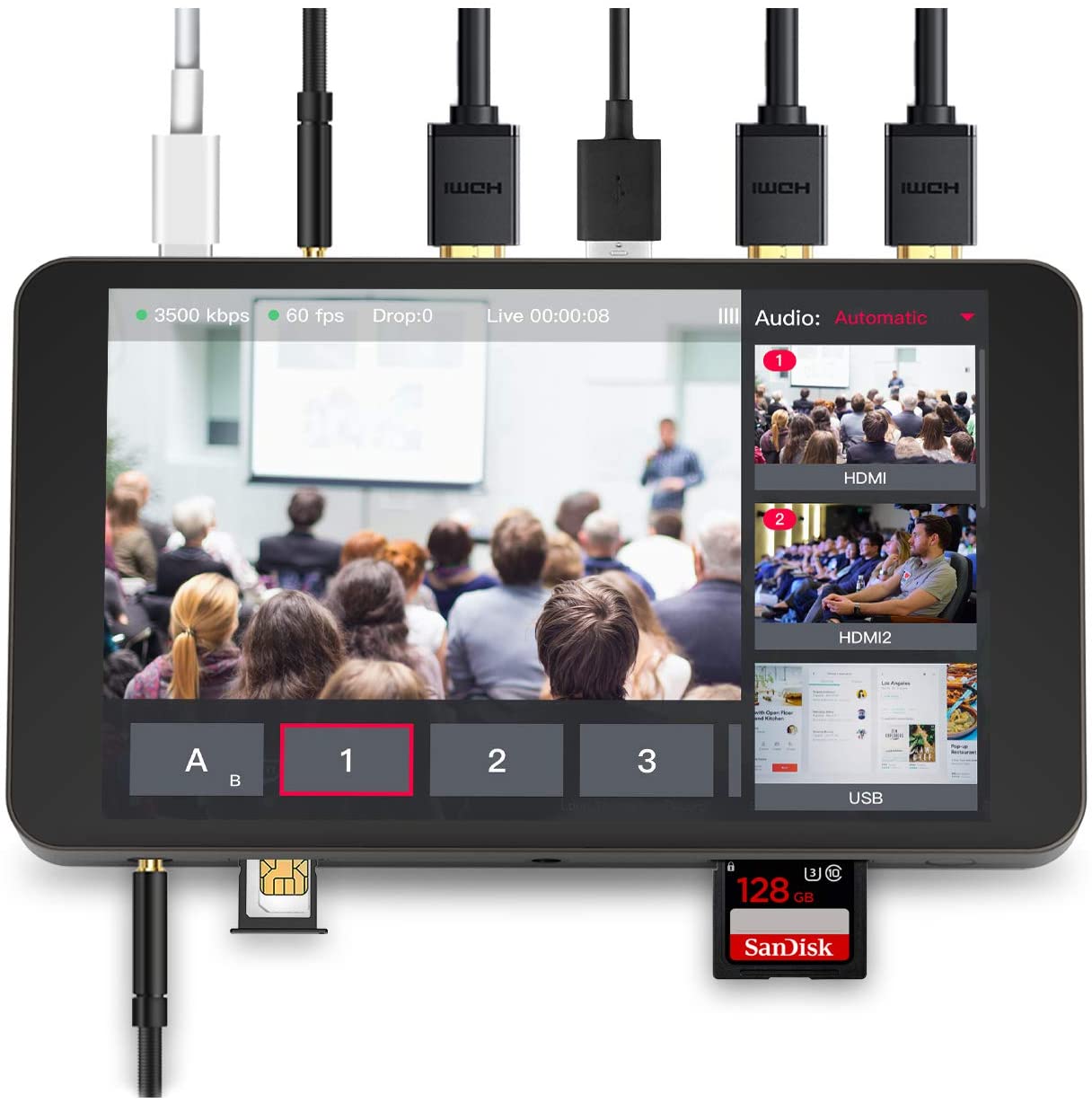 YoloLiv YoloBox Portable Multi-Camera Live Streaming Studio, Encoder Switcher Recorder Monitor All-In-One