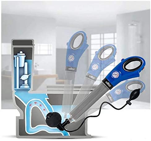 InstaPlunge Electric Plunger System - Unclog and Clear Toilet and Drain Blockage with a Push of a Button, Works in Seconds to Clear Toilets, Shower Drains, Bathroom/Kitchen Sink (Blue/Grey)