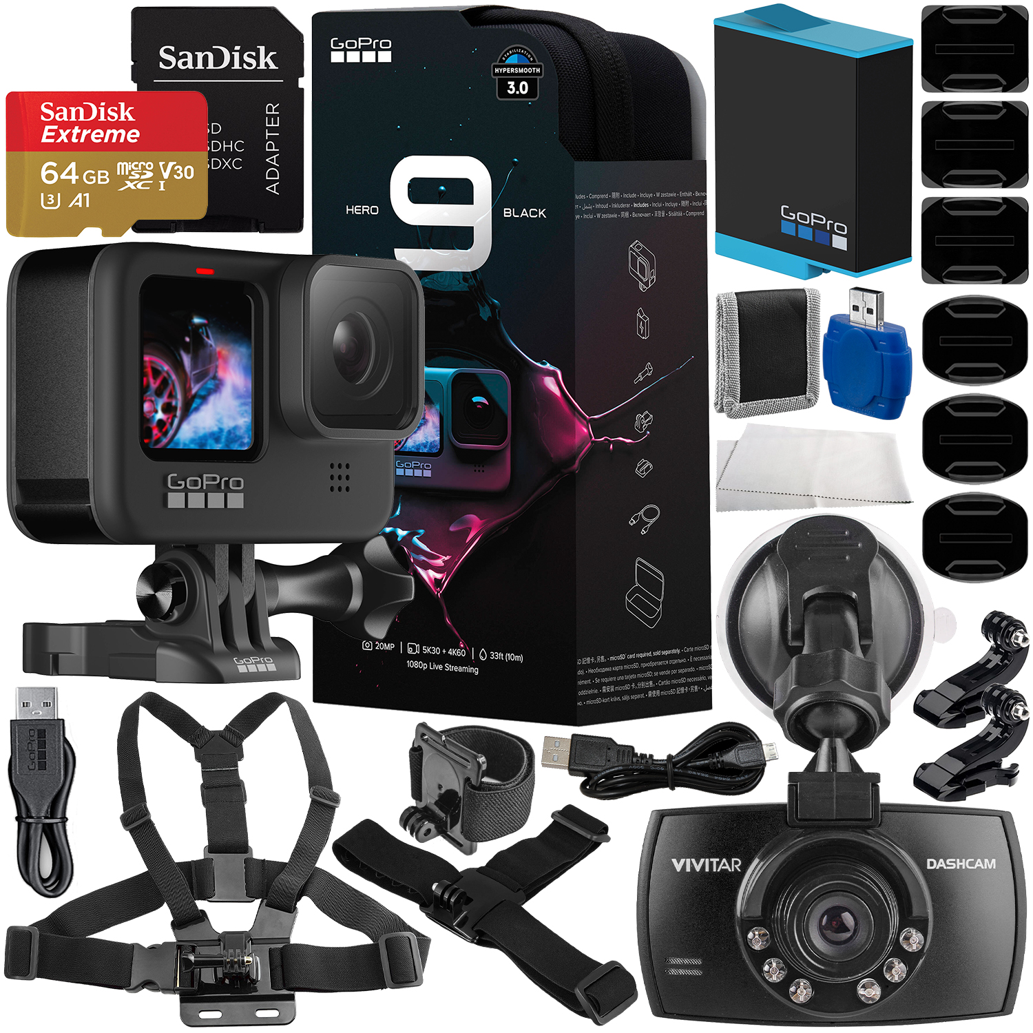 GoPro HERO9 (Hero 9) Action Camera (Black) With Starter Accessory