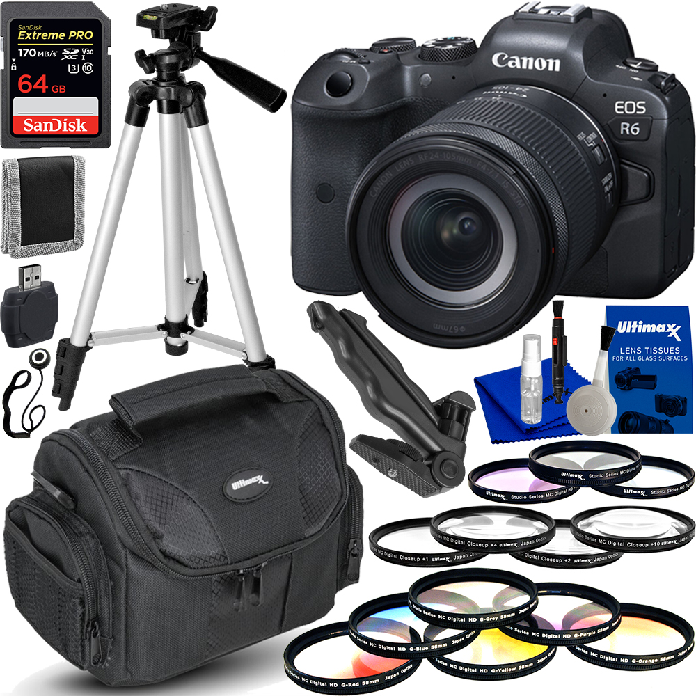 Canon EOS R6 Mirrorless Digital Camera with 24-105mm f/4-7.1 Lens with Essential Accessory Bundle