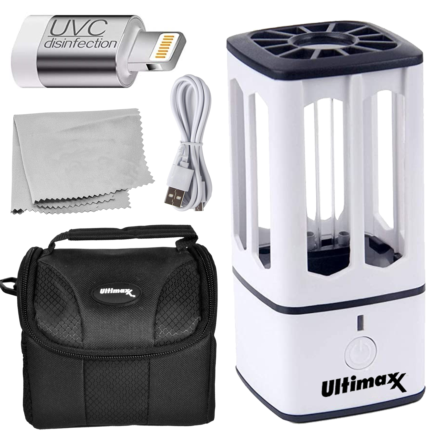 Ultimaxx Mini Portable UV (Ultraviolet) Light Disinfecting Lamp with Travel Bundle - Includes: Instant UV-C Mini Sterilizer USB Mobile Phone Ultraviolet Light Disinfection (Apple) & Much More