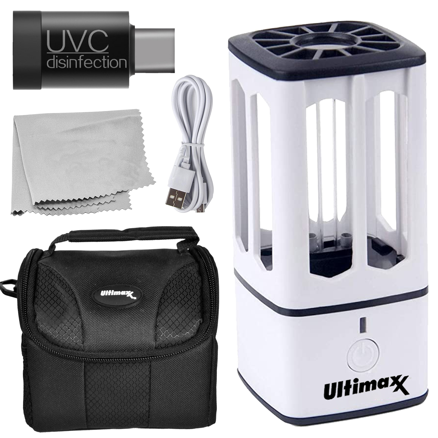 Ultimaxx Mini Portable UV (Ultraviolet) Light Disinfecting Lamp with Travel Bundle - Includes: Instant UV-C Mini Sterilizer USB Mobile Phone Ultraviolet Light Disinfection (Droid) & Much More