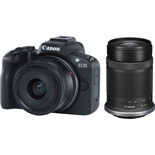 Canon EOS R50 Mirrorless Camera w/ 18-45mm and 55-210mm Lenses (Black)